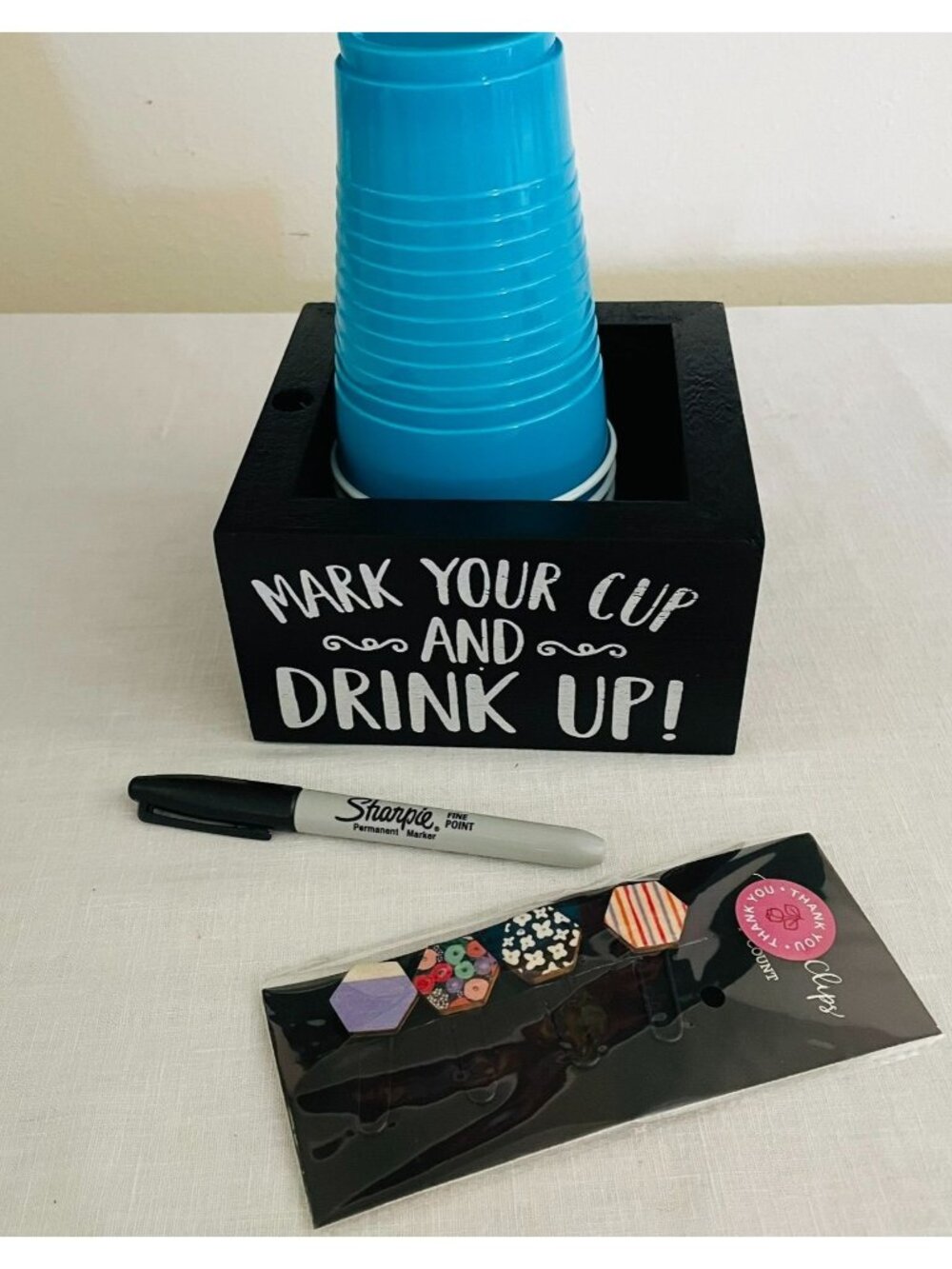 Mark Your Cup And Drink Up Holder Sharpie Drink Marker Clips Party Bar Decor